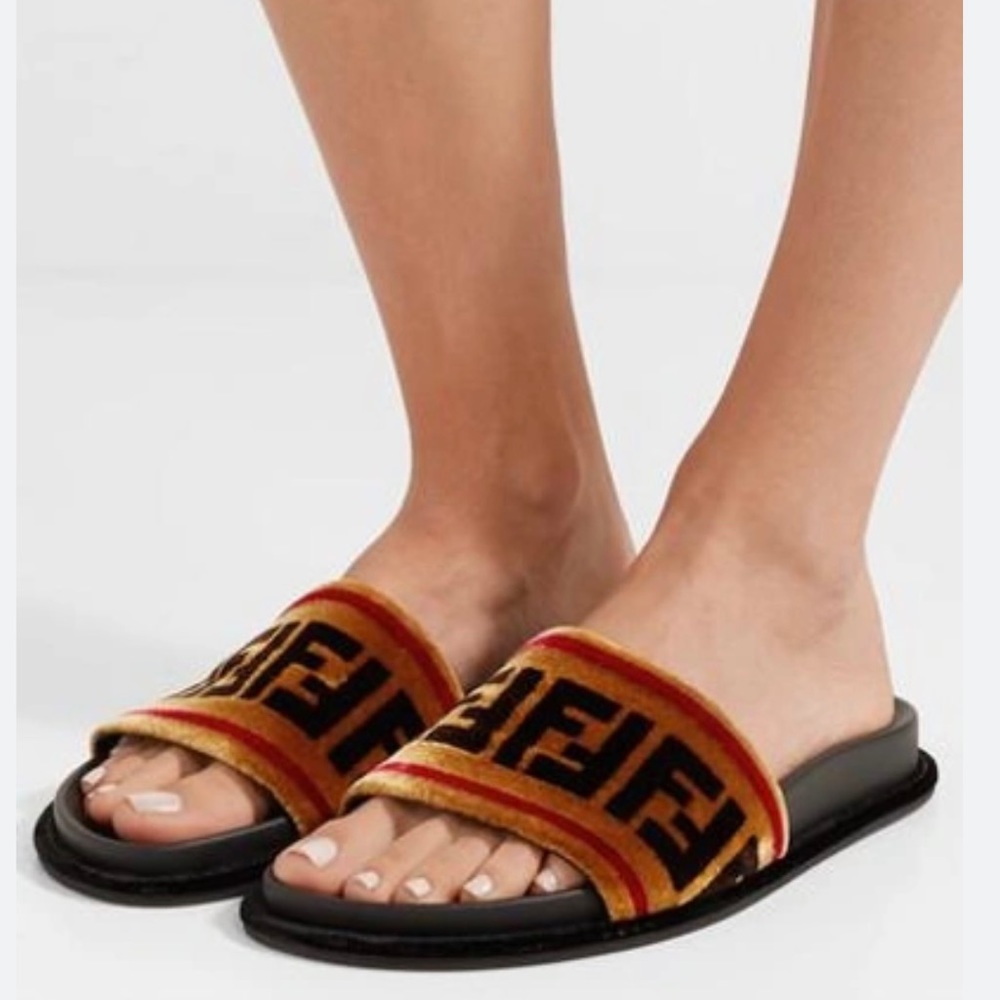 FENDI VELVET SLIDES